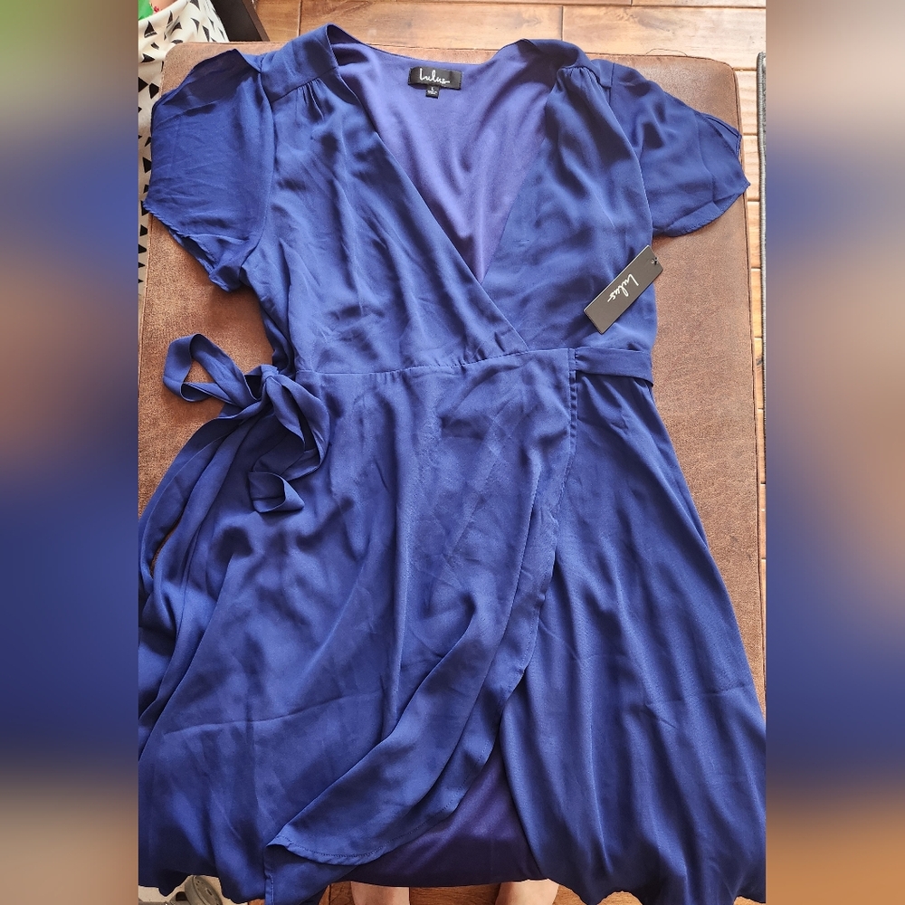 NWT! Lulu's Cobalt Blue Wrap Dress With Butterfly Sleeves